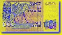 Banknot 1000 peset – strona odwrotna