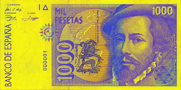 Nota de 1000 pesetas (frente)