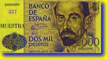 2 000 pesetų banknoto aversas