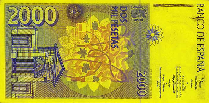 2000 pesetás bankjegy hátoldala