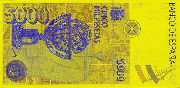 Nota de 5000 pesetas (verso)